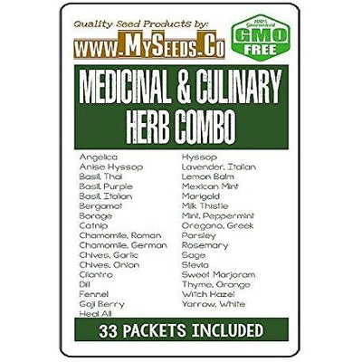 32 Medicinal & Culinary Herbs Seeds Combo Kit