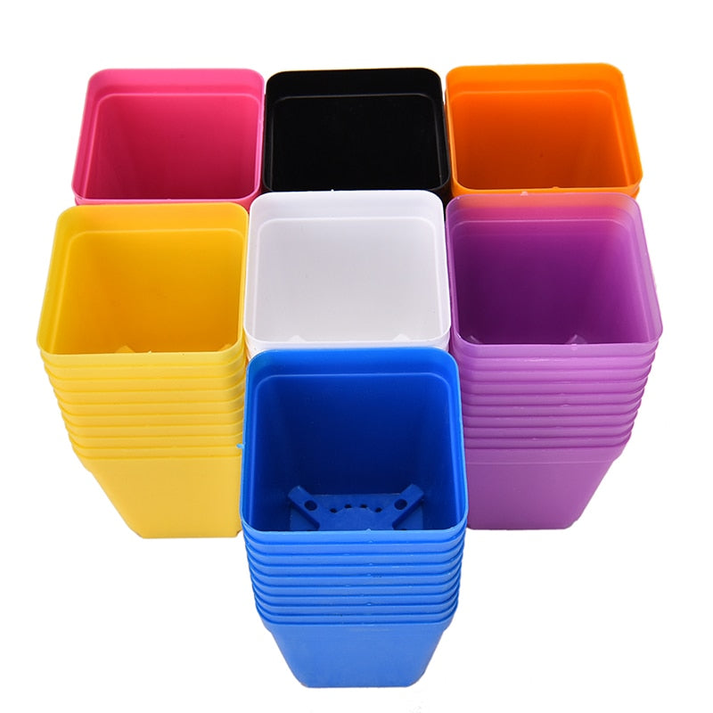 square plastic containers for plants 10pcs Square pots Plastic Plants Pot Flower Plastic Planter Nursery Ga –  Gladiator Gardens