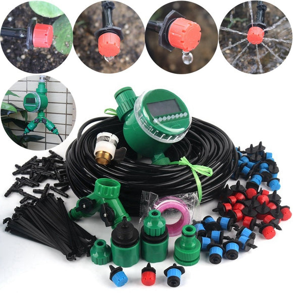 8~40m DIY Timer Control Drip Irrigation System Automatic Watering Kit Adjustable Drippers Home Garden Flower Watering System