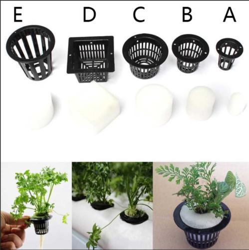 10/20Set Mesh Pot Net Basket+Clone Collar Foam Insert Hydroponic Aeroponic Plant